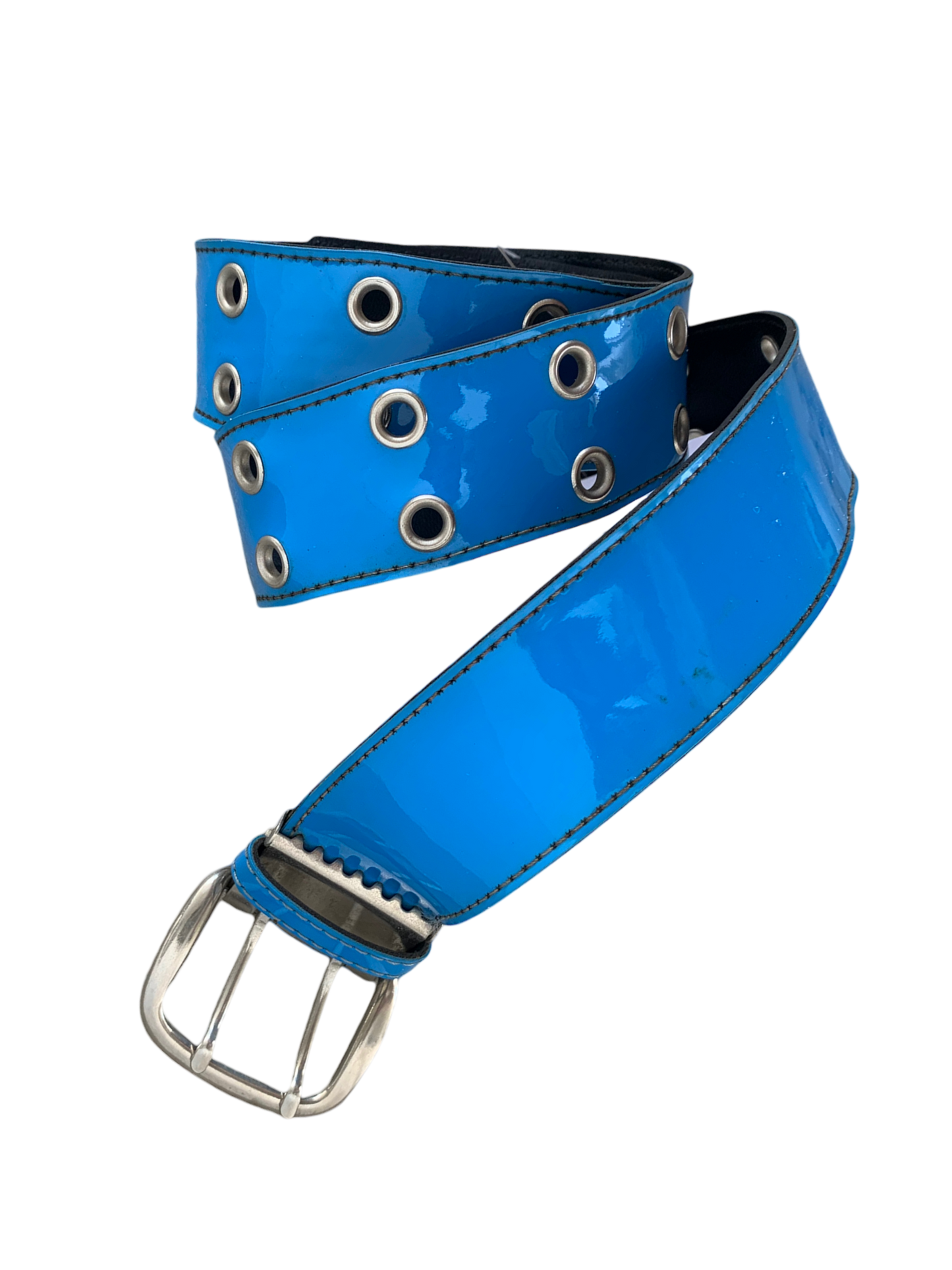 Vintage Cowboy Grunge Punk Y2k O Ring Belt- blue