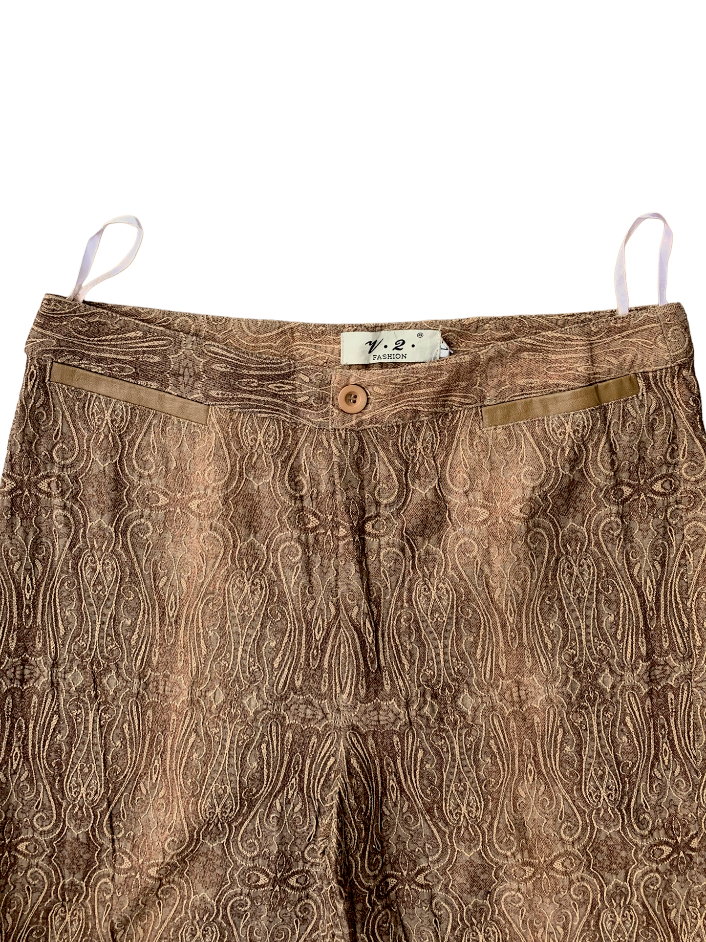 Vintage Y2K Flare Lacey Hongkong Trousers - Camel Brown