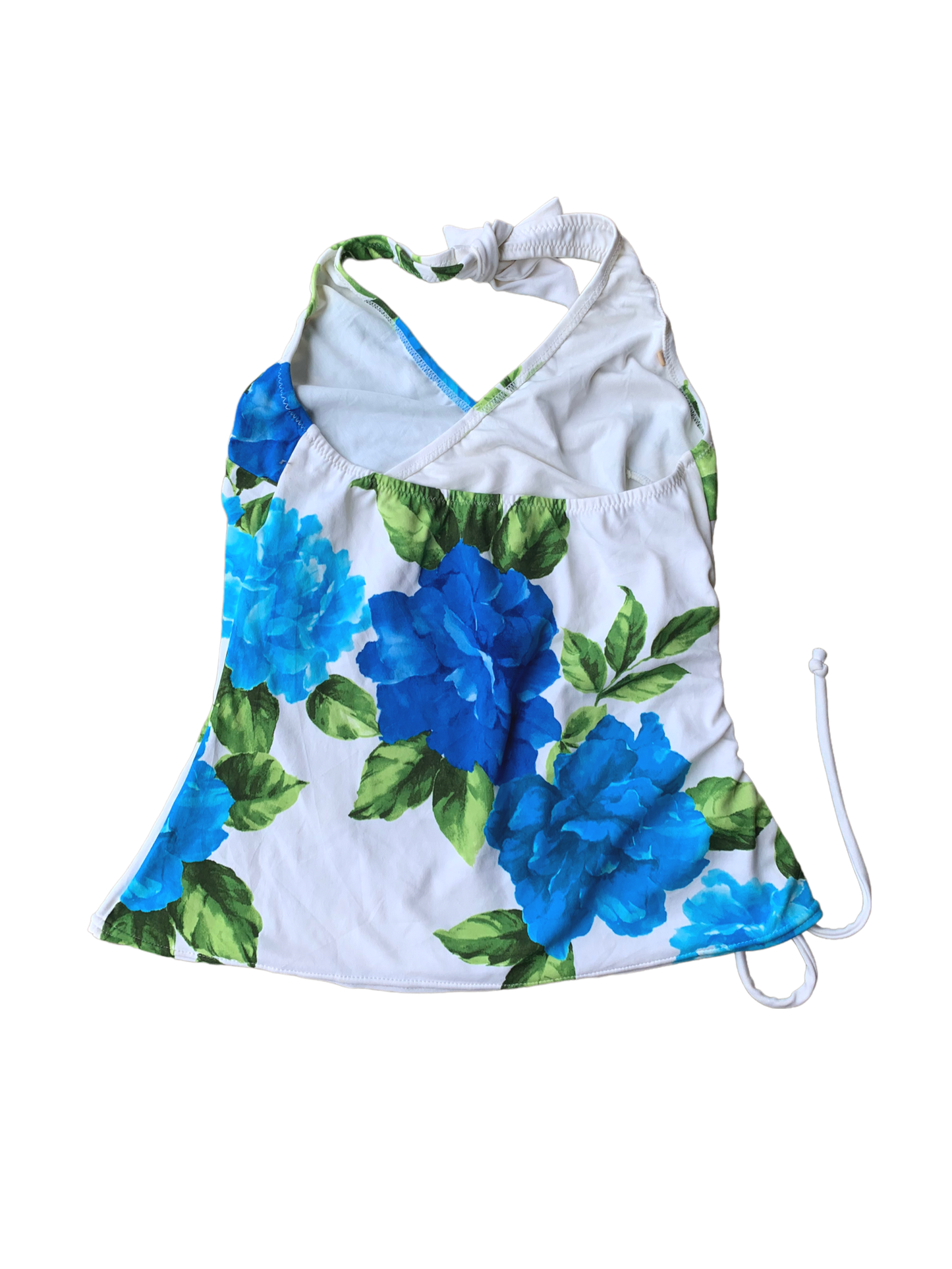 Y2k Summer Floral Top - Blue & White