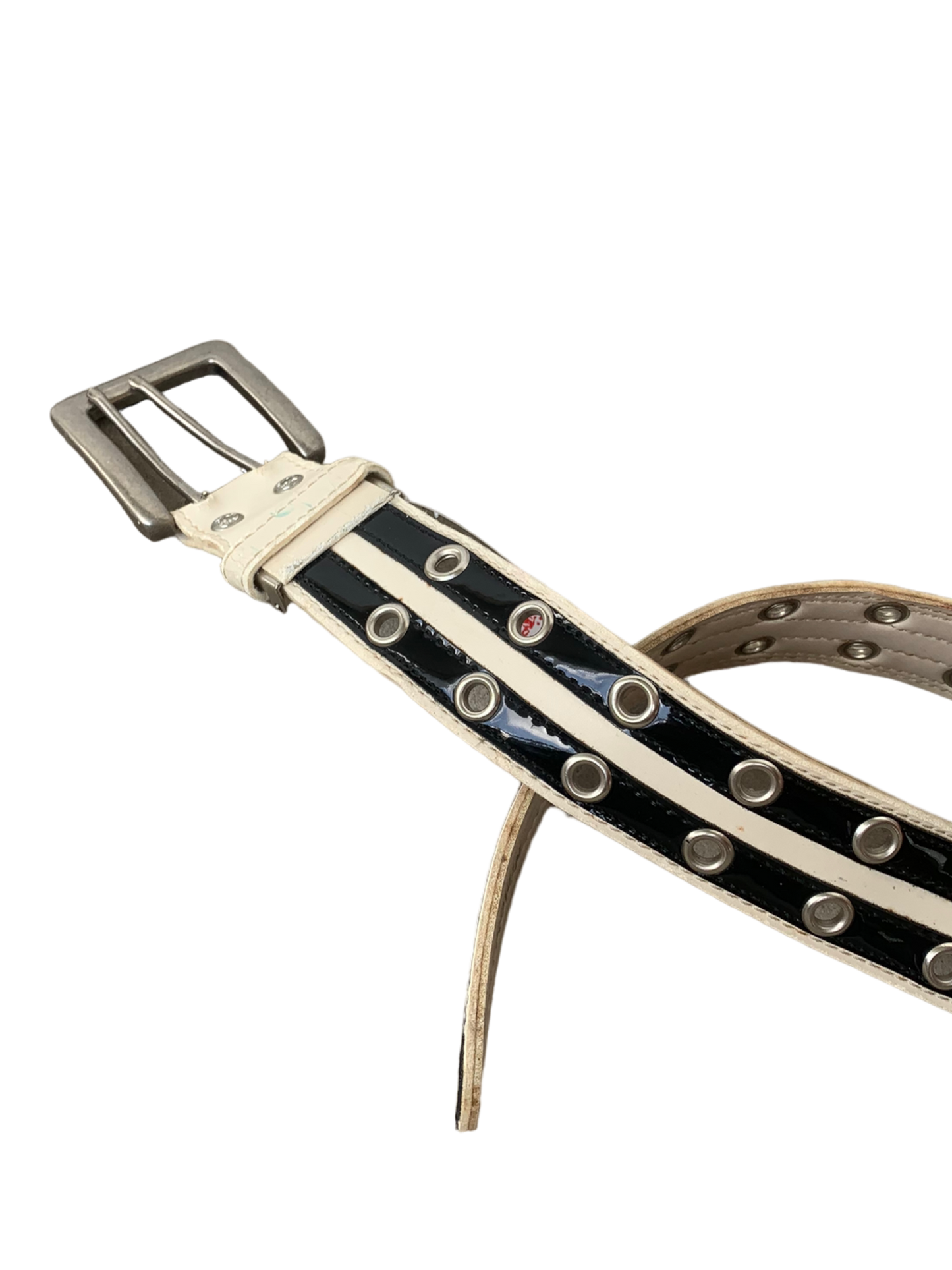 Vintage Cowboy Grunge Punk Y2k O Ring Belt- white